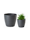 Form Plastic Topf Kunststoff Anthracite mit Untersetzer 11x11cm.