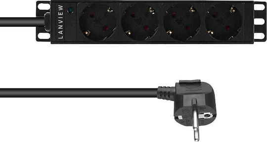 Lanview Steckdosenleiste 4 Positionen mit Kabel 2m