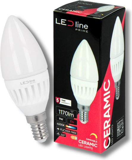 LED line Λάμπα LED 9W 111mm για Ντουί E14 και Σχήμα C37 Θερμό Λευκό 1170lm Dimmable