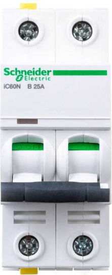Circuit Breaker 2p B 25a 6ka Ac Ic60n-b25-2 A9f03225