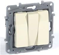 Legrand Niloe Recessed Wall Switch Triple Without Frame Ecru