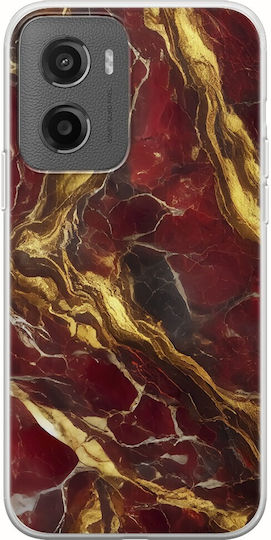 Напукана Мраморна Червено Златна Motorola Moto G05 Гъвкав TPU Прозрачен Силикон