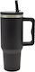 Ankor Glass Thermos Stainless Steel 1.2lt Black with Straw