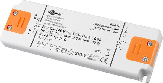 Goobay Dimmable LED Power Supply IP20 Power 30W with Output Voltage 12V