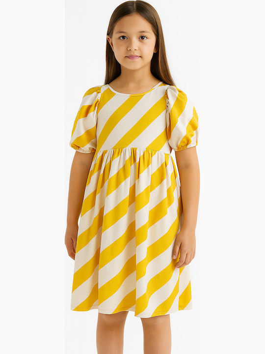 Girls Dress Short Sleeve Yellow