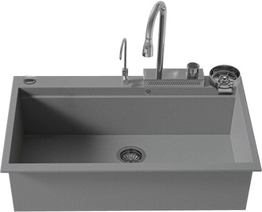 Sanitec Ultra Granite SAN.850.35.PTR.INX Drop-In Sink Inox W79xD50cm Gray