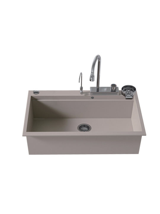 Sanitec Ultra Granite SAN.850.34.SNA.INX Drop-In Sink Inox W79xD50cm Silver