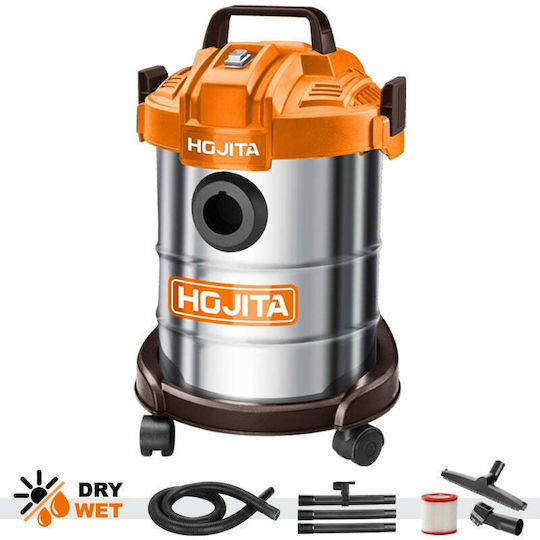 Hojita HJVR5A12 Staubsauger Flüssigkeiten / Feststoffe 800W mit Edelstahl Behälter 12Es