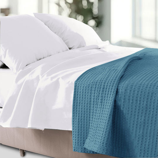 To megalo pazari Pique Blanket Single 160x240cm Petrol Blue
