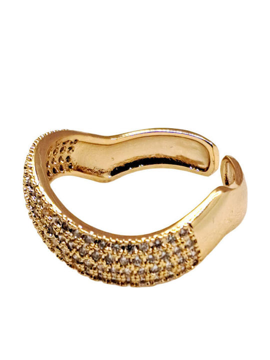 Ring with Zircon made of Steel Gold Plated