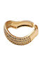Ring with Zircon made of Steel Gold Plated