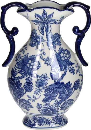 JK Home Decoration Decorative Porcelain Vase Blue 19.5x12.5xH31.5cm