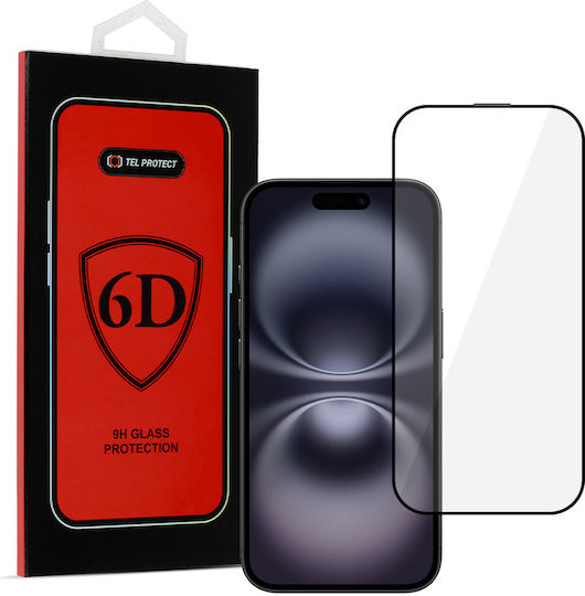 Tel Protect Full Glue Full Face Tempered Glass Μαύρο (iPhone 16)