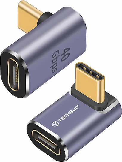 Techsuit Converter USB-C male to USB-C female Gray 1pcs
