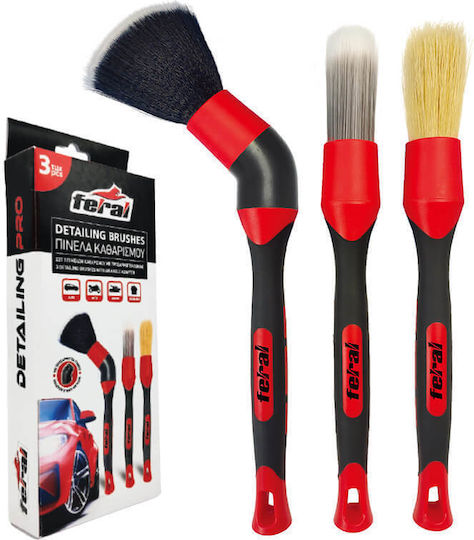 Feral Cleaning Brushes for Interior Plastics - Dashboard Car 3pcs