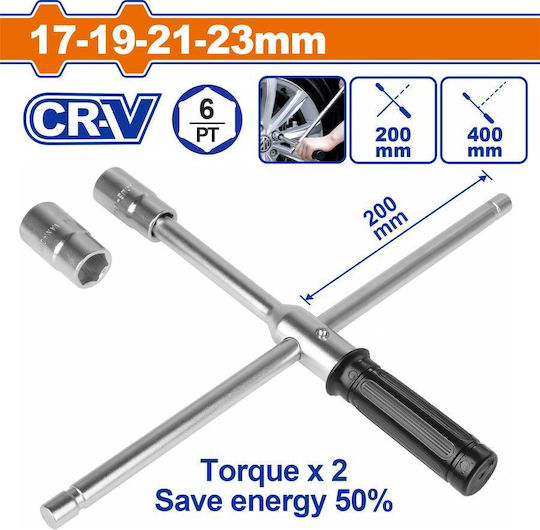 Wadfow Car Wheel Cross Wrench 1/2" 17-19-21-23mm Wth6516