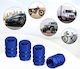 Aluminum Valve Caps Blue 4 Pieces
