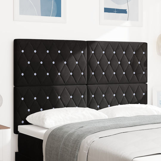 vidaXL Tăblie de Pat din Material Textil Neagră 144x88 cm