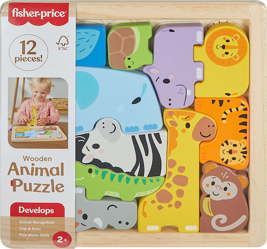 Wooden Kids Puzzle Animals 12pcs Fisher Price