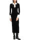 Sharry Midi Dress Long Sleeve Black