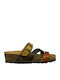 Leather Women's Flat Sandals Anatomic in Green Color