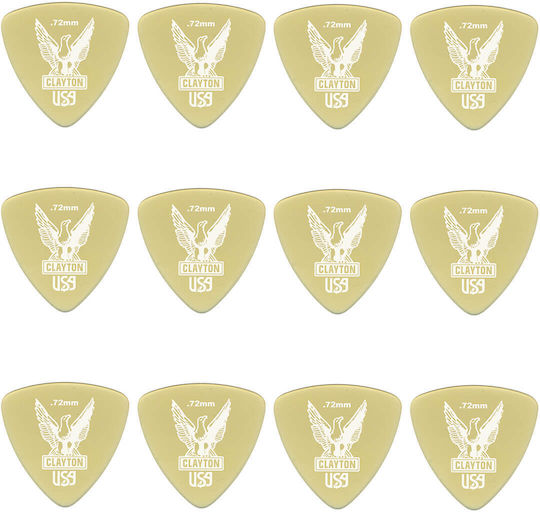 Clayton Urt72 Ultem Rounded Triangle Picks 0.72mm Pack of 12 Pieces