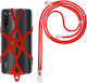Universal Smartphone Cord Silicone Extendable Adjustable 90cm Red