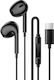 Borofone Bm100 Max Fuente In-ear Handsfree Ακουστικά με Βύσμα USB-C Μαύρο