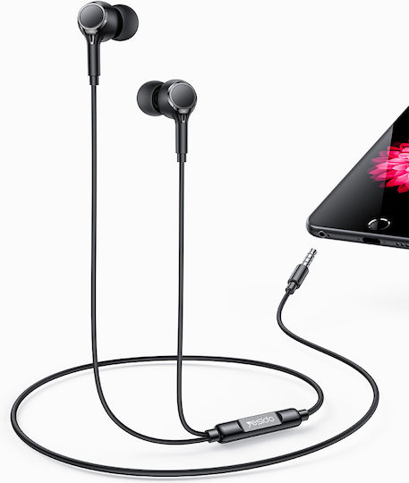 Yesido Yh53 În ureche Handsfree cu două căști cu mufă 3.5mm Negru