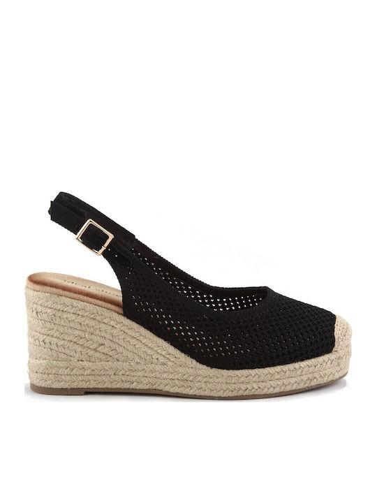 Damenplattformen im Espadrilles-Stil Schwarz