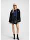 Hotia1 Women's Leather Skirt-Shorts Black