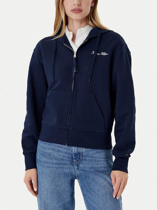 Tommy Hilfiger Ζακέτα Dark Night Navy, Μπλε Navy με Κουκούλα