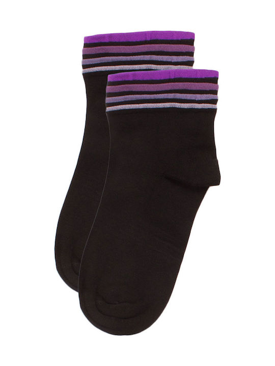 Pro Socks Soft Damen Socken Black - Purple 1Pack