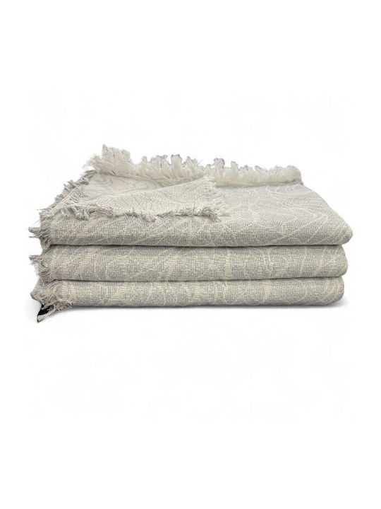 To megalo pazari Throws Set 3 Pcs Two Sides Chenille Light Gray
