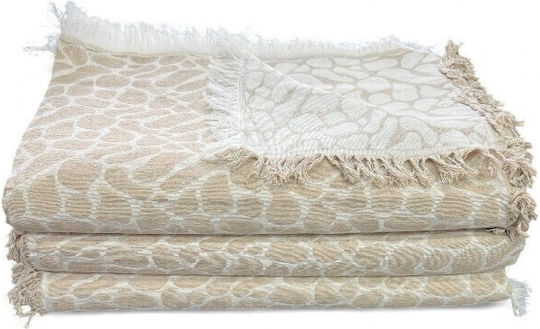 To megalo pazari Throws Set 3 Pcs Two Sides Chenille Beige