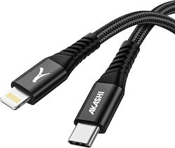 Akashi USB-C Zu Lightning Kabel Schnellladung 3A Synchronisation 1m Schwarzes
