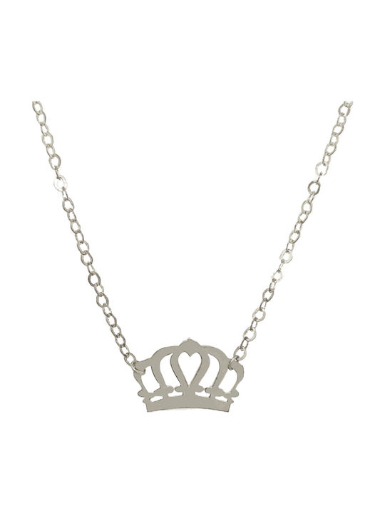 Dio Jewellery Lab Κολιέ με σχέδιο Κορώνα από Ασήμι
