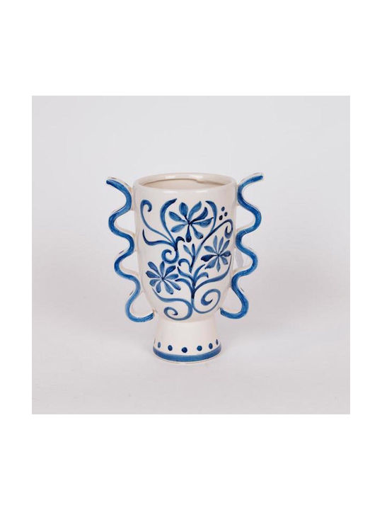 Decorative Vase Flowers Blue 20.8x13x23.8cm