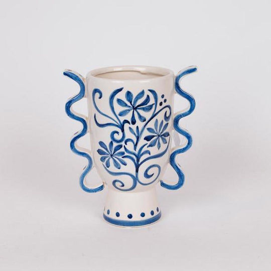 Decorative Vase Flowers Blue 20.8x13x23.8cm