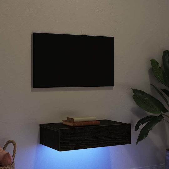 TV Stand with LED Lighting Black Oak L60xD35xH15.5cm