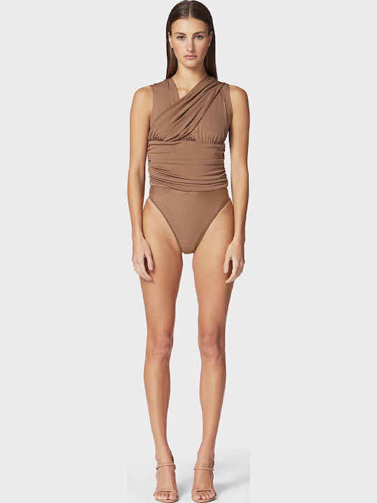 Body Ruched Jersey Plunge Herve Leger