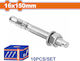Wadfow Metallic Galvanized Screw Anchors Galv Express 16 x 150 10 Pieces Wdq2557