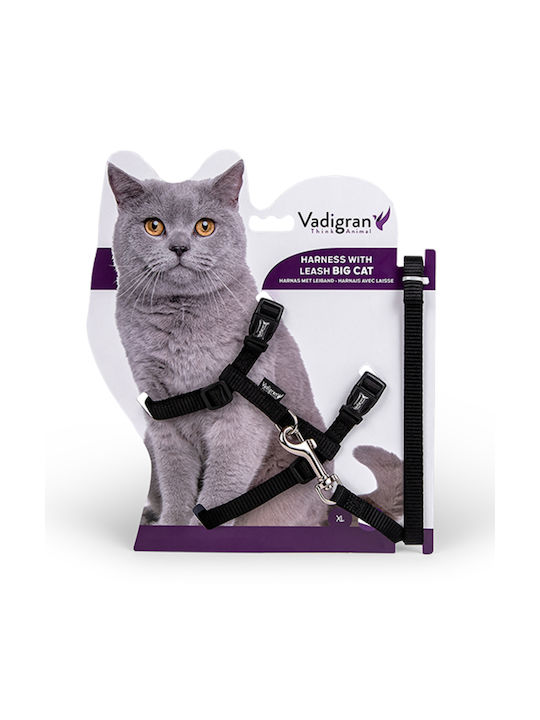 Vadigran Big Cat Котешко Седло И Каиш Черно 34-57см/120см
