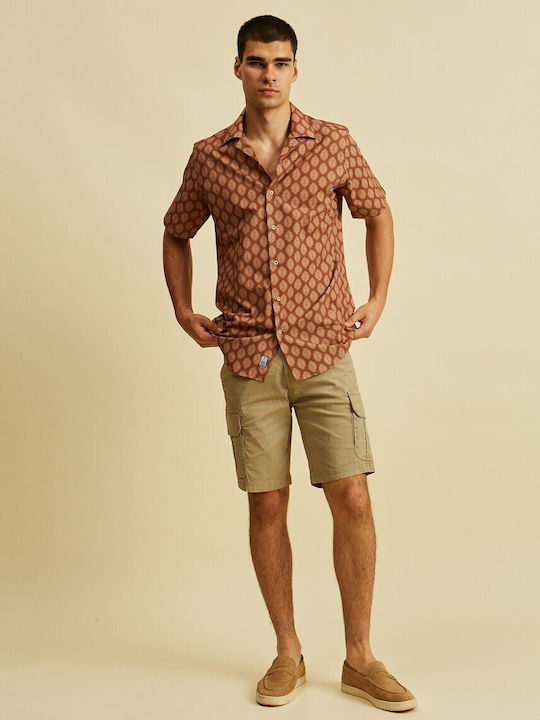 Short-sleeved Cotton Shirt Brown