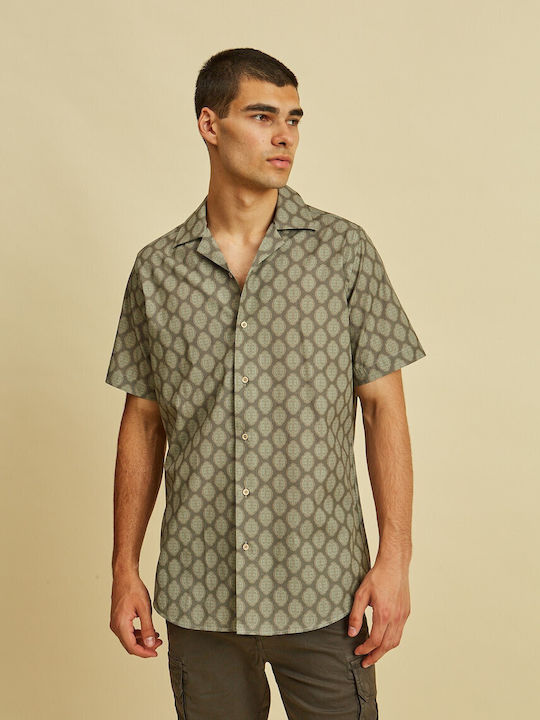 Dors Short-sleeved Cotton Shirt Olive