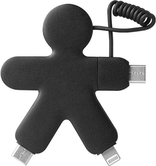Xoopar 3 In 1 Buddy Usb A Usb C Usb C Lightning Kabel 0.15m Schwarzes
