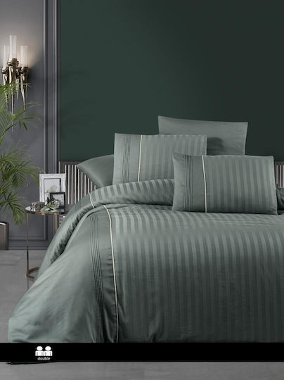 First Choice Set Husă de Pilotă Dublă cu 2 Fețe de Pernă & 1 Cearsaf 200x220 Verde