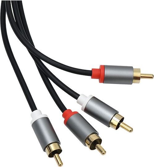 Avizar Audio Kabel 2x RCA-Stecker Zu 2x RCA-Stecker Doppelabschirmung Goldbeschichtete Anschlüsse 3m Schwarze