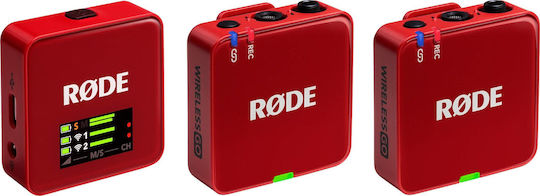 Rode Wireless GO Gen3 Set Wireless Condenser (Small Diaphragm) Microphone Πέτου, Clip On Journalistic in Red Color