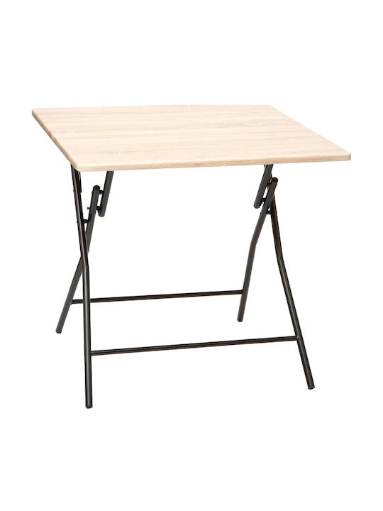 Square Table Kitchen Collapsible Wooden Beige 80x80x75cm